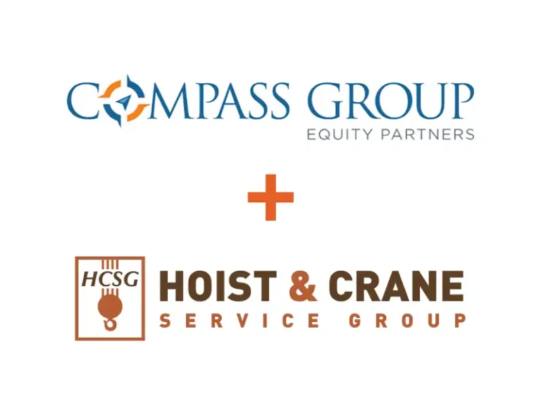 Compass Group Equity Partners logo paired with Hoist and Crane Service Group logo