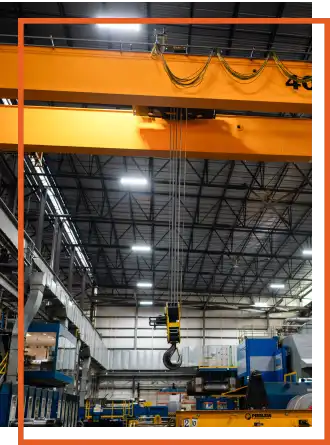 Overhead crane in warehouse