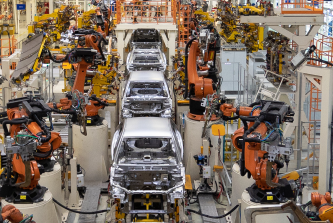 Automotive factory assembly line